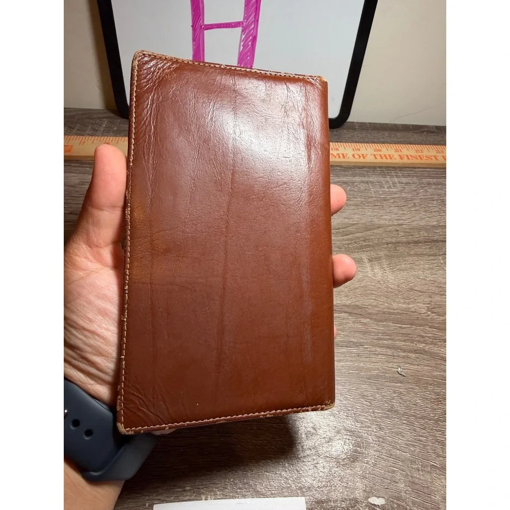 Day-Timer Wallet Organizer Western Saddle Leather Cognac Brown Pocket Senior